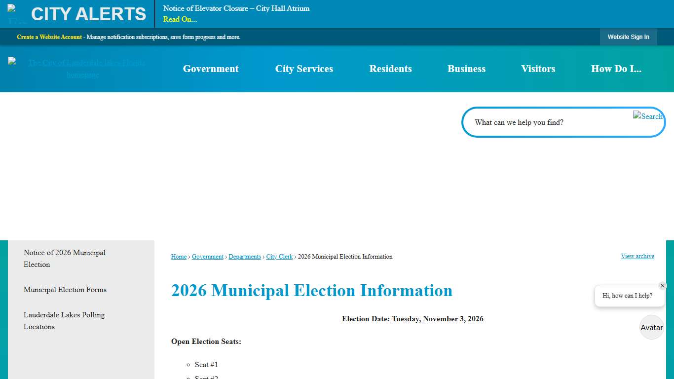 2026 Municipal Election Information | Lauderdale Lakes, FL - Official Website